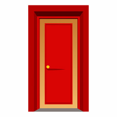 Wall Mural - red door isolated on white