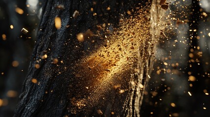 Sticker - Golden Dust Exploding From a Tree Bark