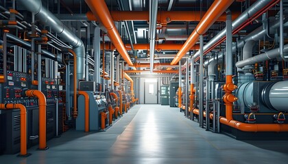 Wall Mural - Intricate Network of Equipment and Cables in a Modern Industrial Power Plant