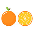 © Esfir - Orange fruits with leaves and slices icon isolated vector