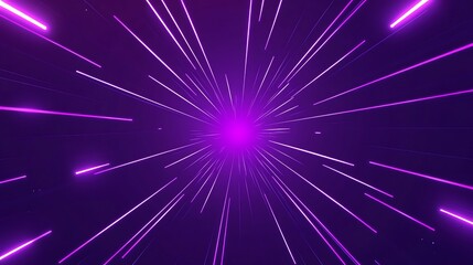 Wall Mural - Abstract background with bright purple neon lines radiating outward from a central white light.