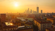 © Oleksandra - Witness the captivating beauty of Milan at sunset with its mix of modern and historic buildings creating a picturesque cityscape under the golden sky. A truly unforgettable urban panorama