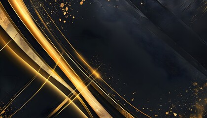 Wall Mural - Elegant Black and Gold Abstract Background with Radiant Lines and Grunge Texture for Sophisticated Nighttime Themes