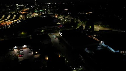 Sticker - Aerial View of Illuminated Central Reading City of London, England United Kingdom during Full Moon Night of September 20th, 2024