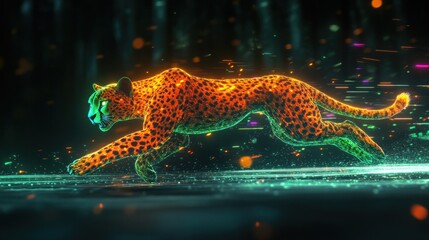 Wall Mural - Digital Cheetah - A Futuristic Sprint