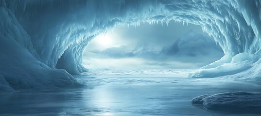 Wall Mural - A cool, ice cave interior with a large area for text