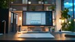 © otwdesign - Modern Office Desk with Computer Displaying Data Analysis