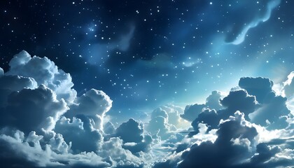 Tranquil Starry Night Sky with Ethereal Cloud Formations Perfect for Sleep and Relaxation Themes