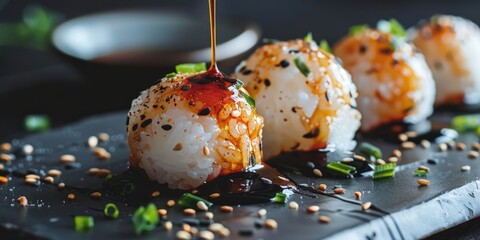 Poster - Savory Fragrant Sauce Poured Over Rice Balls