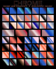 Aufkleber - Set of gradients range from light pastel shades to dark, bold colors, with many featuring a metallic, chrome-like shine. A palette with a mix of orange, red, purple, blue and black colors. 
