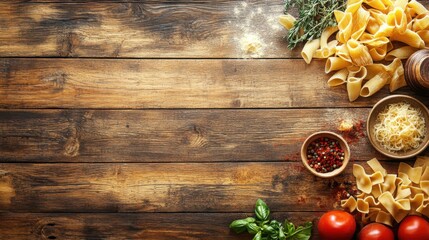 pasta italian foods concept on wooden background
