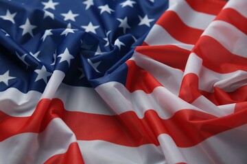 Flag of USA as background, closeup view