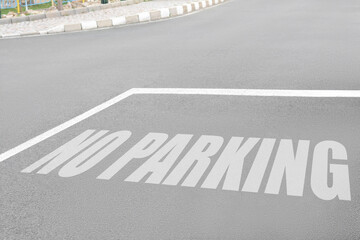 Wall Mural - Painted markings of no-parking zone at outdoor parking lot