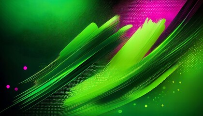 Wall Mural - Abstract green and pink background with digital brushstrokes and dots.