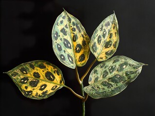 Sticker - Close-Up of Green and Yellow Spotted Leaves