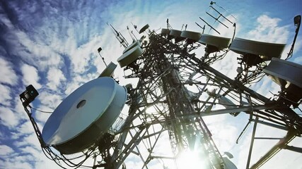 Detailed CloseUp of a Modern Telecommunications Tower Structure
