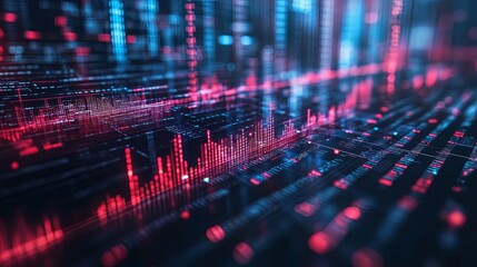 Wall Mural - abstract digital data visualization with red and blue hues