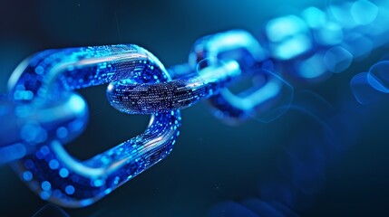 Wall Mural - close-up of a digital chain, representing the interconnectedness of technology, security, and data i