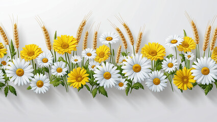 Sticker - daisies in a white background