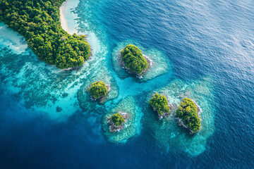 Wall Mural - aerial view of tropical islands in turquoise ocean water