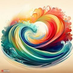 Poster - Vibrant Oceanic Wave of Colors
