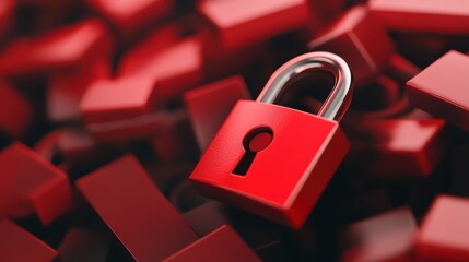 Wall Mural - abstract security lock, encrypted network lines, conceptual password, 3d illustration