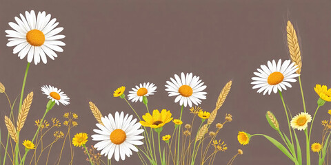 Wall Mural - background with camomiles