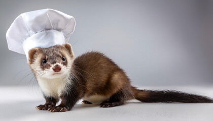 Poster - Adorable Baby Ferret Wearing a Chef Hat