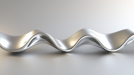 Poster - Abstract metallic silver waves flowing on surface