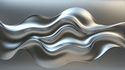 Poster - Abstract metallic liquid form flowing and waving