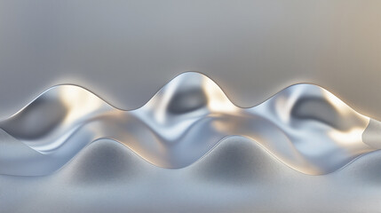 Poster - Abstract silver metallic shape is floating on gray background