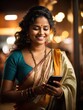 © shrinay - beautiful happy young indian women using mobile phone