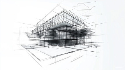 Aufkleber - Modern architecture building design being drawn by an architect