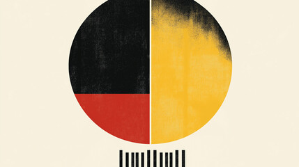 Aufkleber - Minimalist abstract geometric design with circle and stripes