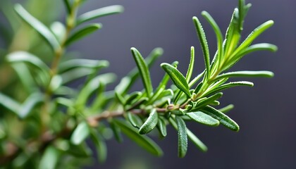 Wall Mural - Delicate green rosemary sprig with lush leaves