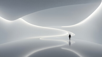 Leinwandbilder - Businessman walking in abstract futuristic empty interior