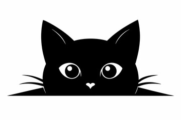 
Peeking black cat silhouette vector, Funny peeking pet. Vector illustration
