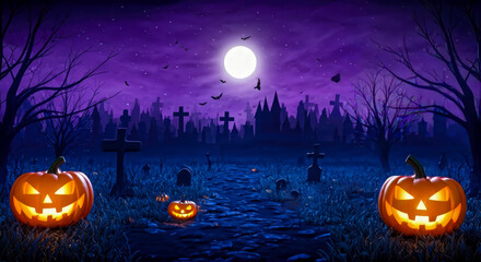 Wall Mural - jack o lantern halloween scary background design