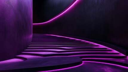 Wall Mural - Purple Neon Stairway in a Dark Interior