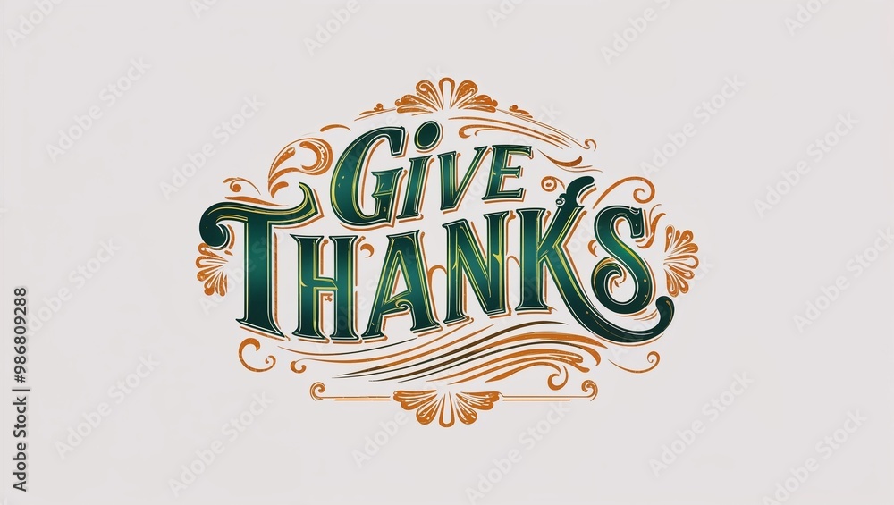Giving Thanks Lettering give thanks decorative design lettering on plain white background Stock ...