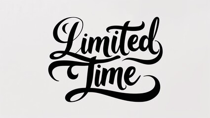 limited time calligraphy lettering black ink on plain white background