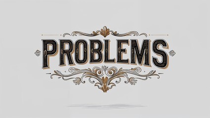 problems decorative design lettering on plain white background