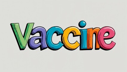 vaccine colorful hand drawn lettering art design on plain white background