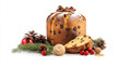 © Oksana - Italian insulated Christmas panettone on a white background.A festive traditional dessert for the New Year's table.