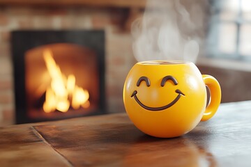 Smiling Mug by the Fireplace