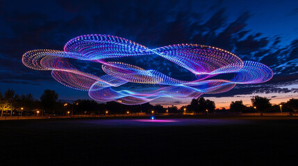 A large, colorful, glowing, and swirling mass of lights in the sky