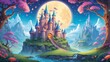 © Arceli - Enchanted Castle with Happy Spirits Cartoon Background Design