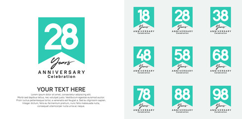 Wall Mural - anniversary logotype set, black and green color can be use for celebration