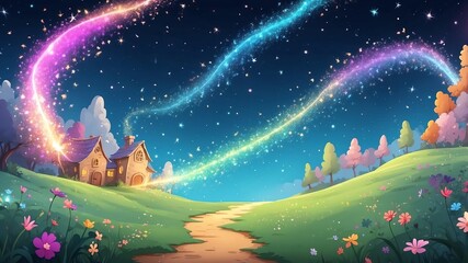 Wall Mural - Playful Fairy Dust Trail Cartoon Background Design