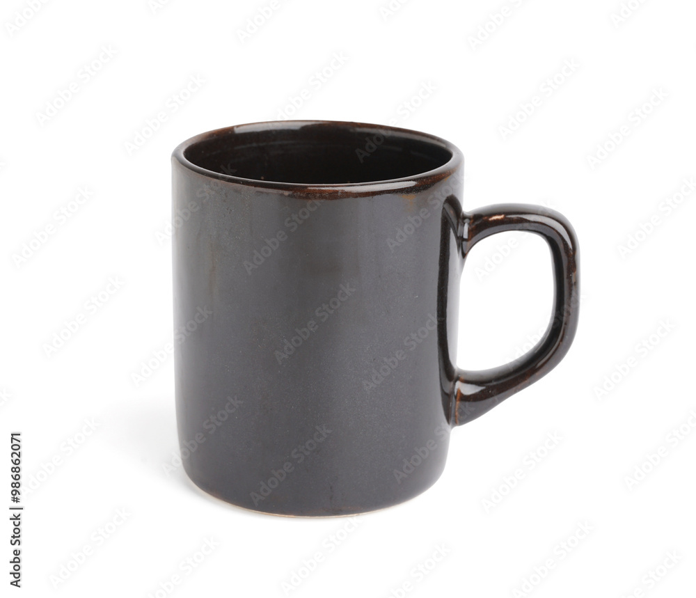 Empty black mug isolated on white background